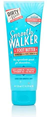 Dirty Works Smooth Walker Foot Butter, Vegan Peppermint Foot Cream, 125ml