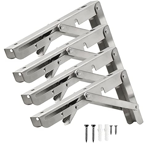 Staffe Pieghevoli,4 Pezzi Reggimensola Pieghevole di Forma Triangolare,Staffa per Mensola a Muro,Mensole Pesanti,per Tavolo da Lavoro Salvaspazio Fai-da-Te,Carico Massimo:118 kg