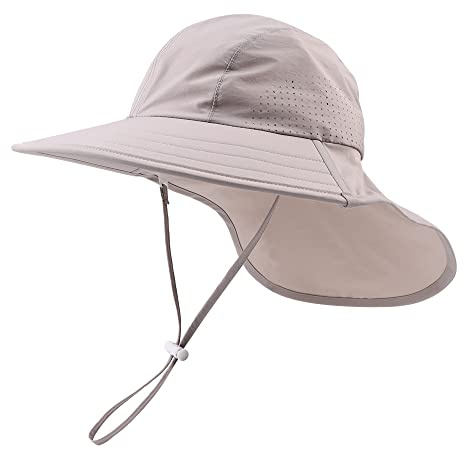 XIAOHAWANG Cappello da Sole per Bambini Cappello da Spiaggia con Protezione dai Raggi UV per Bambini e Ragazzi (Grigio, 54)