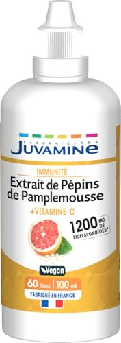 JUVAMINE - Extrait de Pépin de Pamplemousse 1200 mg - Vitamine C - Immunité - Contribue au Fonctionnement Normal du Système Immunitaire et à Réduire la Fatigue - 100 mL - Fabriqué en France