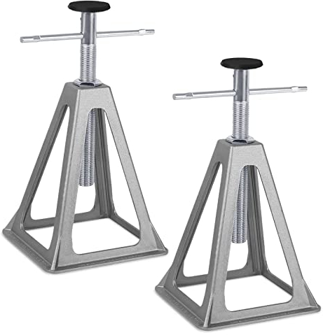 LILIIN 2 Stück Unterstellbock Stützböcke aus Aluminium, Unterstellböcke für Wohnwagen Höhenverstellbar Stützbock Wohnmobil Wohnwagenzubehör, Traglast 1000 kg pro Stütze