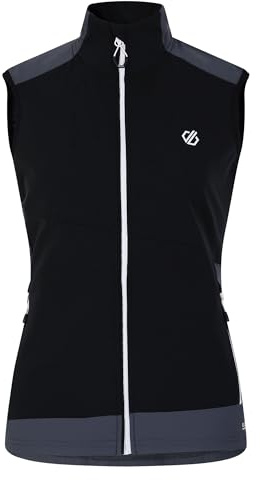 Dare 2b Womens Avidly II Ultra Stretch Layer Gilet, Water Repellent Stylish Softshell Body Warmer with Zip & Chin Guard