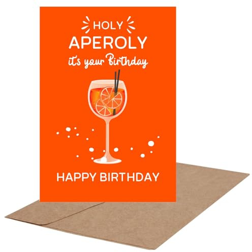 Holy Aperoly Biglietto di auguri di compleanno | Aperol Happy Birthday | Divertente Spritz Biglietto d'auguri estivo | Cartolina o biglietto pieghevole | Biglietto di auguri | Aperol compleanno |