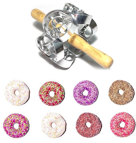 Cortador De Rosquillas | Cortador De Postres De Rosquillas | Herramienta De Cocina Con Rodillo Para Hornear | Herramientas Para Hornear Masa Para Cocinar Y Hornear | Con Mango