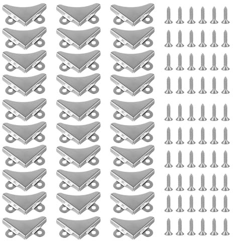 Nicear Kit de 30 soportes de esquina para espejos, soporte para cuadros de pared, metal niquelado, clip de fijación para espejos con orificios para tornillos de 30 mm x 30 mm x 5 mm.