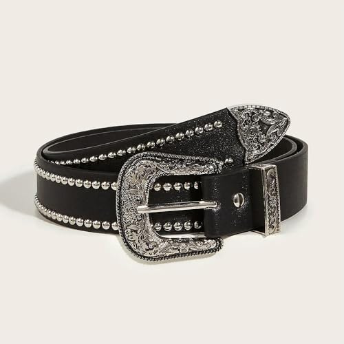 LIUXIN Punk nitbälte vintage metallspänne bälte mörk gotisk Y2k PU midjebälte kvinnor män jeans byxor dekor tillbehör