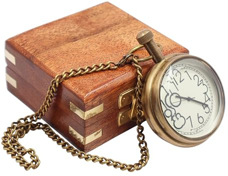 DOLLOND & CO. The Legacy Pocket Watch – Personalised Vintage Brass Pocket Watch with Gift Box, Timeless Gift- Husband, Father & Loved Ones