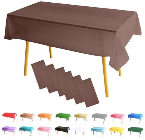 MOMAHUA 6 Packs Café Nappes,137x274cm PEVE Nappe de Table Rectangulaire,Nappes Imperméables pour Fête Anniversaire,Picnic,Exterieur,Jardin,Mariage,Noël,Halloween