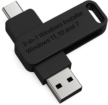 3-in1 Bootable USB Type C + A Installer for Windows 11 Pro, Windows 10 and Windows 7 Recover, Restore, Repair Boot Disc. Fix Desktop & Laptop/Blue Screen