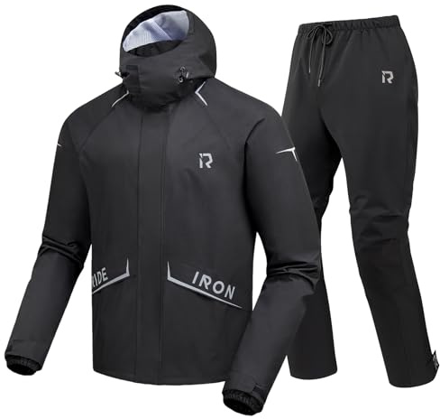 RIDEIRON tuta antipioggia da moto da uomo, 2 pezzi, impermeabile 15.000 mm