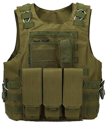 Generisch Gilet tactique amphibien pour homme, équipement de protection pour la sécurité, l'extérieur, terrain, militaire, stable, respirant, nombreuses poches, prêt à l'emploi, disponible