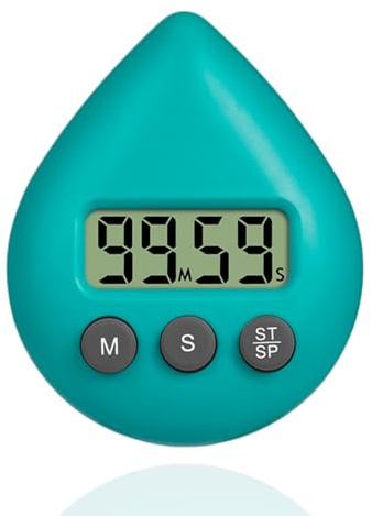 Digital Shower Timer Waterproof - Water Drop Shape Bathroom Clock, Magnetic Kitchen Timer & Toothbrush/Sauna Stopwatch, Small Digital Wall Alarm Clock for Energy Saving Efficient Use,Green