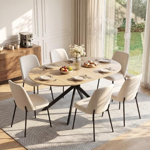 APICIZON Runt utdragbart bord, runt matbord för 4 till 6 personer | Expanderbart matbord, 110–150 x 76 cm, robusta korsade ben, matbord, perfekt för kök och matsal, ek