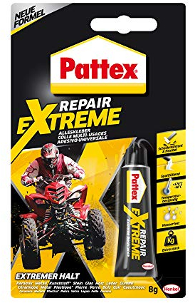 Pattex Repair Extreme, nicht-schrumpfender und flexibler Alleskleber, temperaturbeständiger Reparaturkleber, starker Kleber für innen und außen, 1x8g Tube