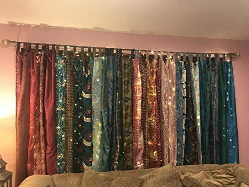 Rajbhoomi Indisk vintage silke Sari flerfärgad återvunnen gardin dörr draperi partihandel (sorterad) (15)