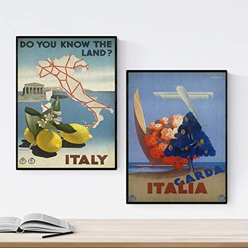 Nacnic Poster Jahrgang. Poster, die Welt der Werbung. Italien Jahrgang zwei Blätter. A4-Format
