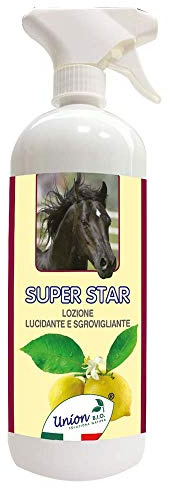 Union Bio® Supertar 1 Litro - Districante Per Cavalli Spray, Detergente Per Criniera e Coda, Ammorbisce, Nutre, Lucida E Volumizza il Pelo, Pulizia a Secco Per Pelo Morbido e Setoso