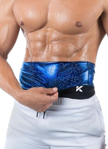 Kewlioo Men's Heat Trapping Waist Toner - Waist Trimmer Trainer Belt for Men - Comfortable & Discreet Waist Slimming Thermo Sauna Belt, Neoprene-Free Waist Cincher (Black, Medium)