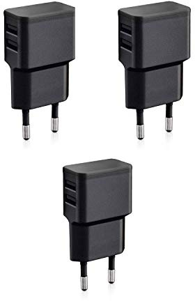 Wicked Chili 3er Set Dual USB Ladegerät 12W / 2400mA Pro Series Universal Netzteil geeignet für Handy, Watch, Powerbank und Bluetooth Speaker, 2-Fach Netzadapter (Netzstecker 90° abgewinkelt)