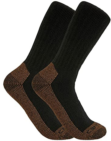 Carhartt Men's Midweight Steel Toe Boot Sock 2 Pack, Black, Large