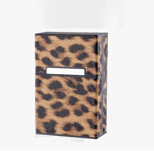 Estuche para cigarrillos con estampado de leopardo para 20 cigarrillos regulares, caja de cigarrillos con hebilla magnética, paquete de cigarrillos duros - 3.66 × 2.36 × 1.06 pulgadas