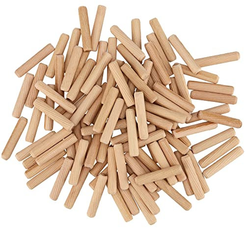MUKLEI 1200 PCS 8mm x 40mm Wooden Dowel Pins, Wood Dowel Plugs, Twill Fluted Hardwood Dowels for Furniture Woodwork and DIY Project