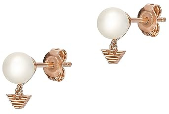 Emporio Armani Damen Ohrringe aus Edelstahl oder Halbedelsteinen mit Push-Back-Verschluss, Gold und Weiß