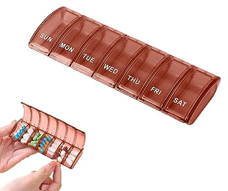 Jaimela Portapillole Settimanale a 7 Scomparti, Organizzatore per Pillole, Portapillole Giornaliero Piccolo, Contenitore Pastiglie Viaggio, Porta Medicine Tascabile(Rosso)