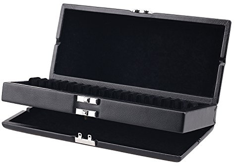 Oboe Reed Case Black Genuine Leather 2 Layers Reed Case for 40 Oboe Reeds Protect Against Moisture