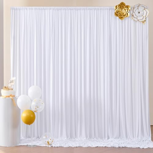 2,5 x 3 m cortina blanca para telón de fondo, fondo de fiesta para bodas, cumpleaños, baby shower, bautizo, despedida de soltera, poliéster