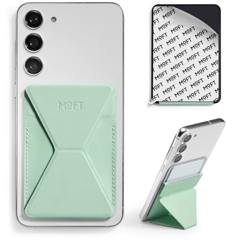MOFT Portafogli Portacarte per Cellulare, Porta carte Adesivi Supporto per Telefono, Invisibile Adesiva Supporto Cellulare in MOVAS Pelle Vegana per iPhone Android Smartphone (Peppermint)