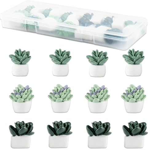 Svartur 12 Pcs Succulent Magnets for Locker, Fridge Magnets Cute, Office Desk Accessories Magnets for Whiteboard, Assorted Styles Refrigerator Magnets Decorative Locker Magnets