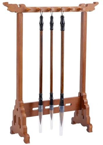 PH PandaHall 12-Pin Pinselhalter Harz Pinselhalter Chinesische Kalligraphie Pinsel Aufhänger mit 3pcs Chinesische Kalligraphie Pinsel Stift für Studenten und Anfänger