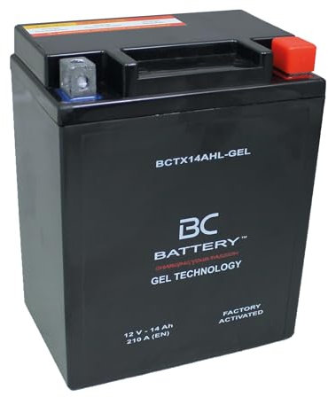 BC BATTERY Batteria Avviamento Moto al GEL 12V 14Ah BCTX14AHL-GEL Moto&Scooter, esente da manutenzione sigillata precaricata simile a YTX14AHL-BS/YB14L-A2-FA