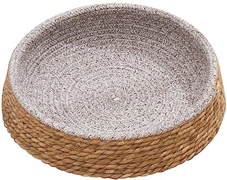 SOIMISS Rattan Cat Bed Woven Dog Sleeping House Round Rope Cushion Small Resting Nest Indoor Play Mat Suitable for Puppies and Cats