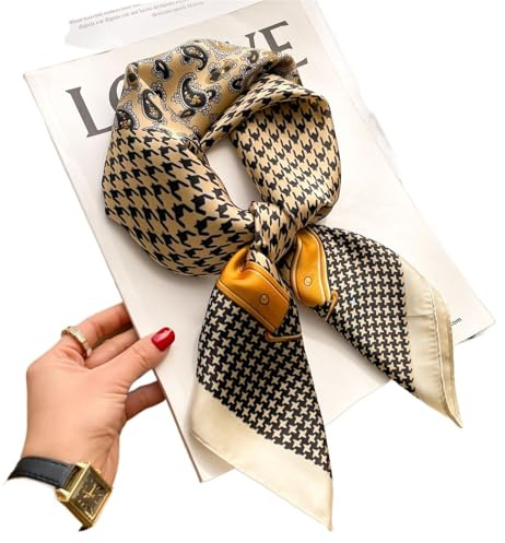 LYXYGMV Sciarpa di Seta di Lusso, Foulard da Collo, Sciarpa Quadrata di Seta da Donna, Foulard da Borsa for Donna, Foulard di Seta di Design Adatto per I Viaggi E Il Pendolarismo(Color5)