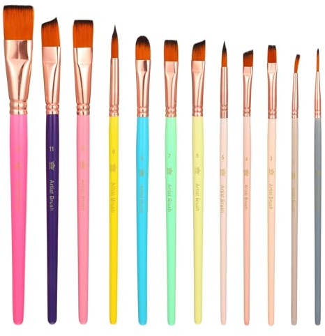 12 stycken sminkborstset för ansikte kropp, penselset för skola, ansiktsmål, barnsmink, estetisk pastellborste, akryl, akvarell, olja, gouache, sminkborstset för halloween, cosplay, fest