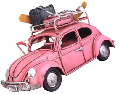 WEKAMOS Modello di Auto D’Epoca in Ferro Rosa Decorazione per la Casa e Desktop Ornamento da Tavolo Artigianato Decorativo Vintage per Ufficio e