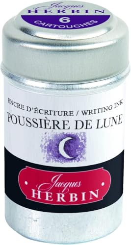 Jacques Herbin 20148T - Une boite de 6 cartouches d'encre pour stylo-plumes et stylos roller (produit sans emballage - objectif zéro déchet), Poussière de lune