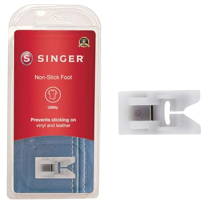 SINGER Non-Stick Presser Foot | Ideal for Sewing Leather, Vinyl, Plastic, Oilcloth & Laminated Fabrics | Smooth Glide with Teflon Coating | Works Best On Singer Sewing Machines