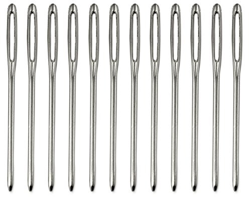 Näh-Nadeln/Stopf-Nadeln im 6er Set, mit extra großem Auge, Stick-Nadel, Steck-Nadel, Farbe: Silber