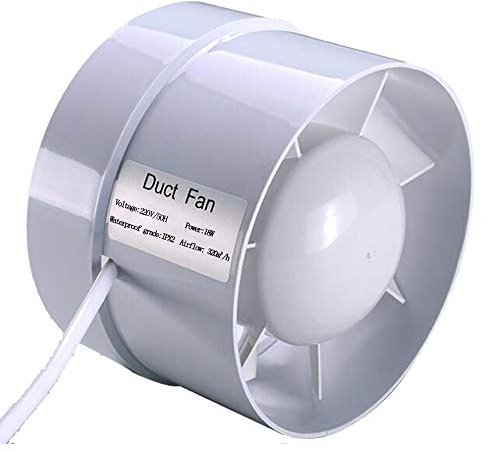 Extractor en línea con flujo mixto, 150 mm 320 m³/h 18W, Circulación de aire en respiraderos, baños, cocinas, invernaderos, carpas(6 inch)