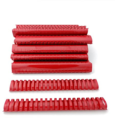 Alevar Dorsi in Plastica a Spirale per Rilegatura, 21 Anelli Diametro 38 mm, Formato A4, Capacità da 281 a 340 Fogli, Colore Rosso, Confezione da 50 Pezzi