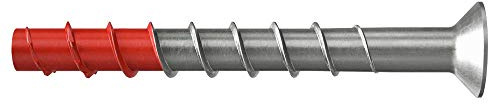 Fischer UltraCut FBS II 10 x 65 10/-/SK försänkt huvud av rostfritt stål, kraftfull betongskruv med härdad spets, för utomhus- och våtområden, för säker fastsättning i betong, 50 st.