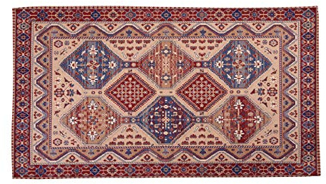 HomeLife Tappeto Stile Persiano/Orientale Set Tre Pezzi | Tappetino in Cotone per Salotto/Camera da Letto/Soggiorno con Fondo Antiscivolo | Scendiletto Stampa Digitale di Inspirazione Orientale Beige