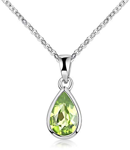 Peridot hänge silver 925 grön droppe ädelsten KA-274, 40-50 cm, Ädelsten, Peridot