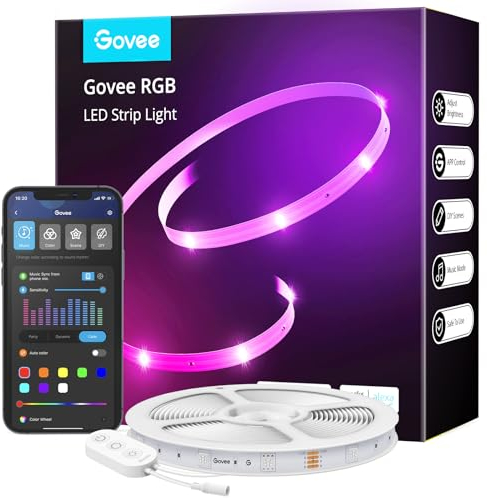 Govee LED Strip Lights 15m, Smart WiFi App Control RGB LED Strip, Work with Alexa & Google Assistant, Colour Changing, for Bedroom, Living Room, Party