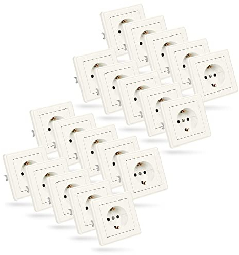 greate 20x Steckdosen Set komplett für Unterputz - Steckdose Set weiß 250V AC, 16A, IP20 inkl. Rahmen, Unterputz Einsatz & Abdeckung - Unterputz Steckdose, Steckdosenset, Unterputzsteckdose