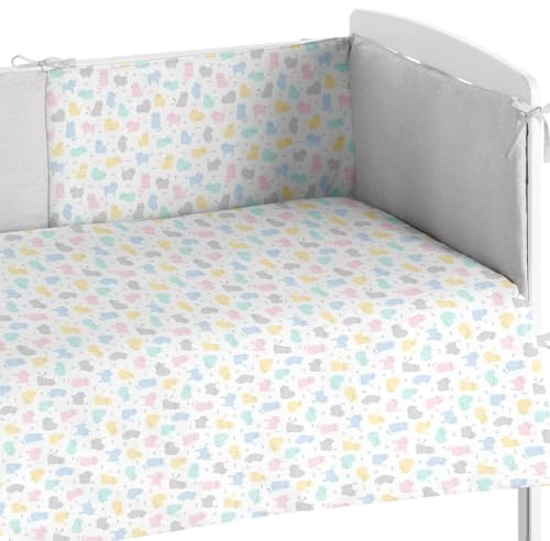Burrito Blanco | Conjunto de Edredón y Protector para Cuna/Maxicuna de 60 cm (+ Medidas Disponibles) | Incluye Chichonera | Multi 015