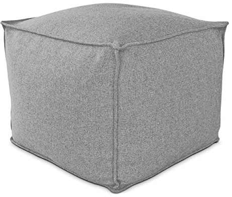 Deshome Pouf da esterno e interno - Pouf poggiapiedi quadrato 60x60x50 cm da giardino idrorepellente sfoderabile, Puff design moderno per soggiorno terrazzo e camera da letto Light Pouf Grigio polvere